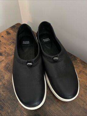 Eileen Fisher Sydney Washed Leather Slip On Sneaker
